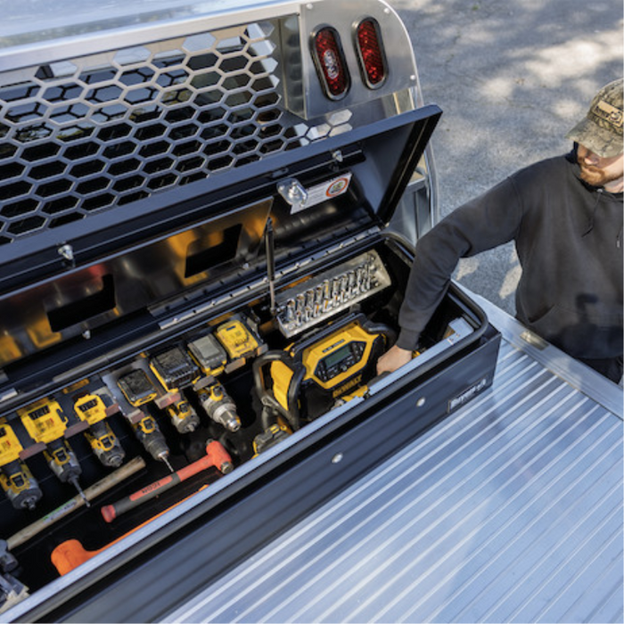 Buyers Products 14x20x72 Heavy-Duty Flatbed Contractor Truck Tool Box Series with Flip-Up Door Gloss Black Steel Model 1703945