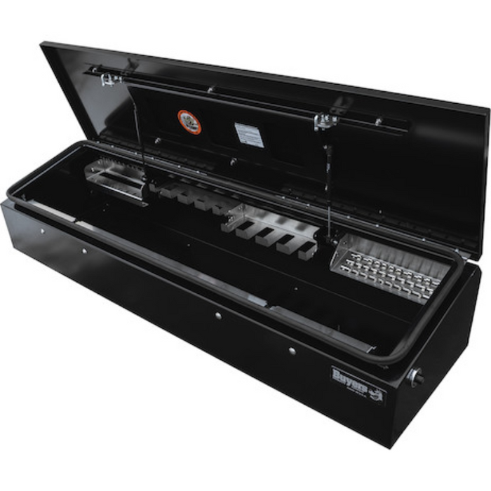 Buyers Products 14x20x72 Heavy-Duty Flatbed Contractor Truck Tool Box Series with Flip-Up Door Gloss Black Steel Model 1703945