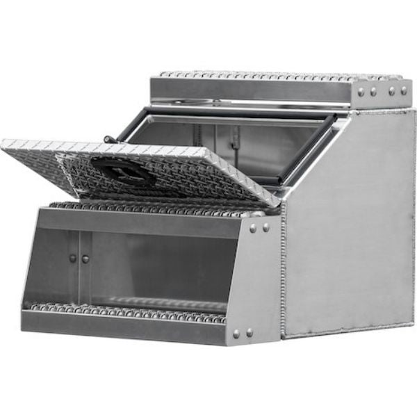 Buyers Products 24x28x24 Inch Heavy Duty Diamond Tread Aluminum Step Box 1705182