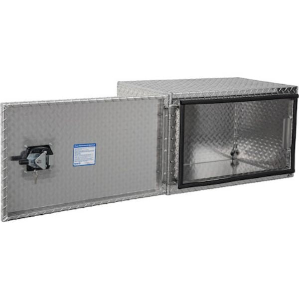 Buyers Products 18x18x30 Inch Diamond Tread Aluminum Underbody Truck Box - Single Barn Door, Compression Latch 1705203