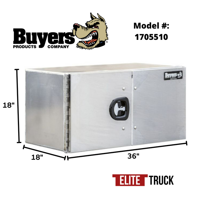Buyers Products 18x18x36 Inch Pro Series Smooth Aluminum Underbody Truck Box - Double Barn Door, 3-point Compression Latch 1705510