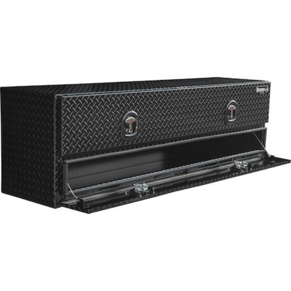 Buyers Products 72 Inch Gloss Black Diamond Tread Aluminum Contractor Top Mount Truck Box 1721578