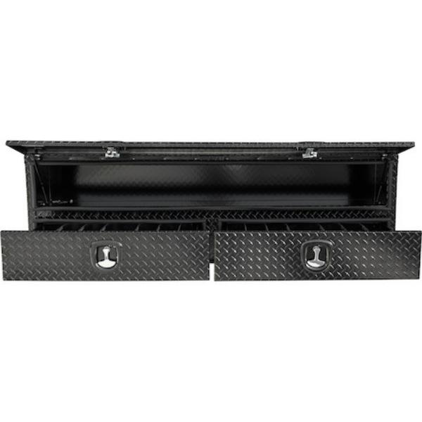 Buyers Products 72 Inch Gloss Black Diamond Tread Aluminum Contractor Top Mount Truck Box With Drawers 1721678