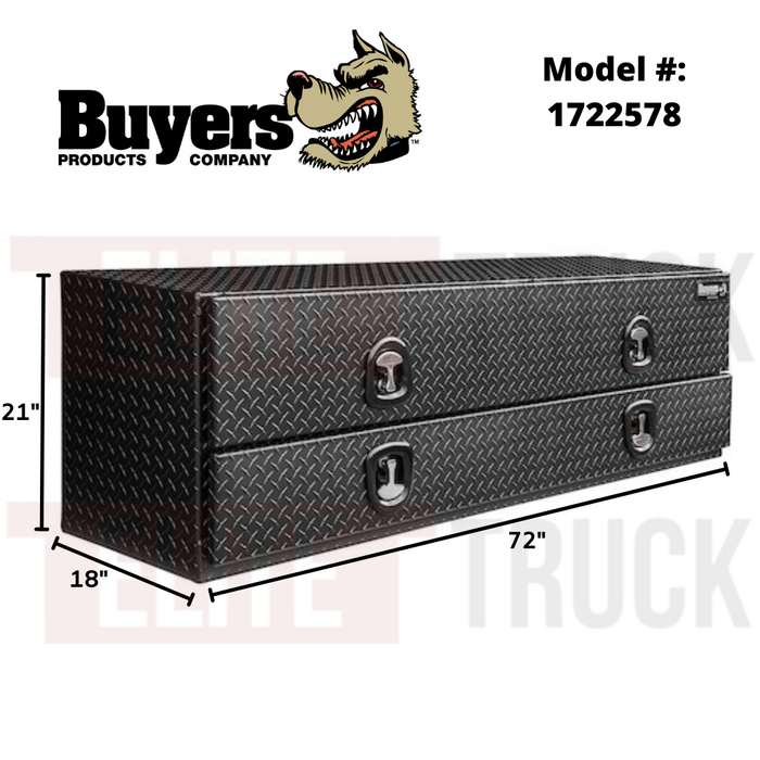 Buyers Products 72 Inch Matte Black Diamond Tread Aluminum Contractor Top Mount Truck Box 1722578