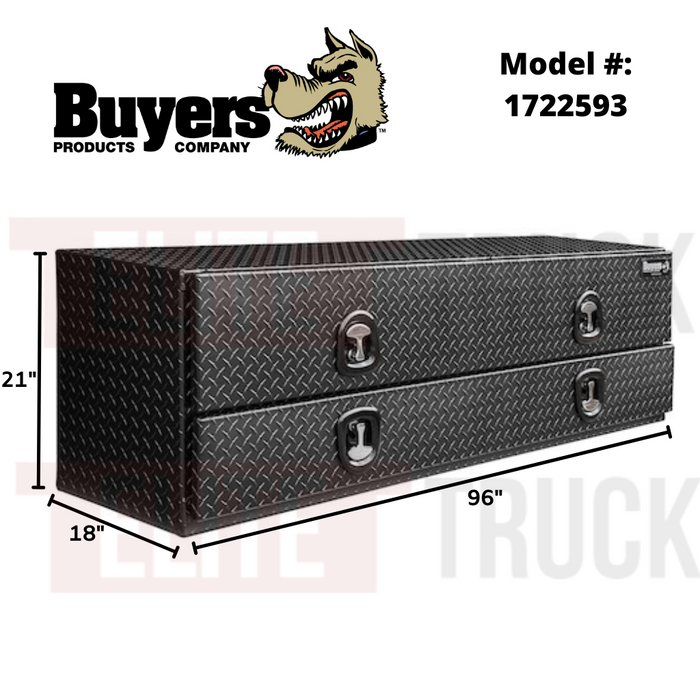 Buyers Products Flatbed Contractor Top Mount Truck Box With Drop Down Doors 96" Matte Black Aluminum Model 1722593