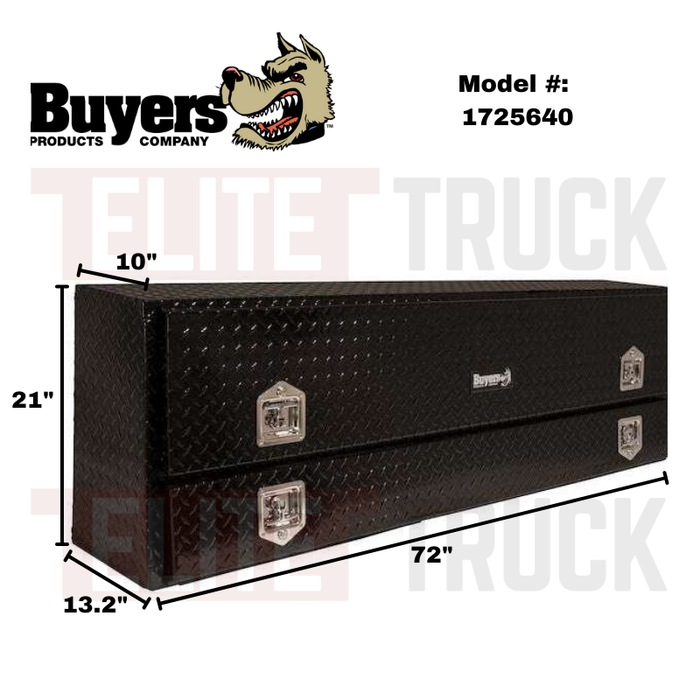 Buyers Products Pickup Contractor Top Mount Truck Box With Drop Down Doors 72" Gloss Black Aluminum Model 1725640