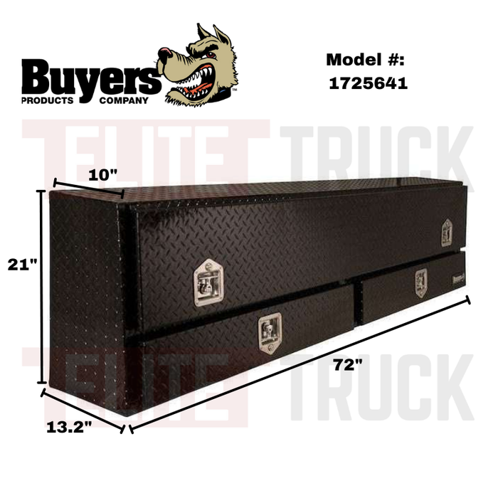 Buyers Products Pickup Contractor Top Mount Truck Box With Drawers 72" Gloss Black Aluminum Model 1725641