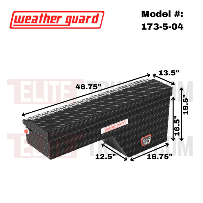 Weather Guard Wheel Well Box Passenger Side Gloss Black Aluminum 46.63X15.43X16.4 Model 173-5-04