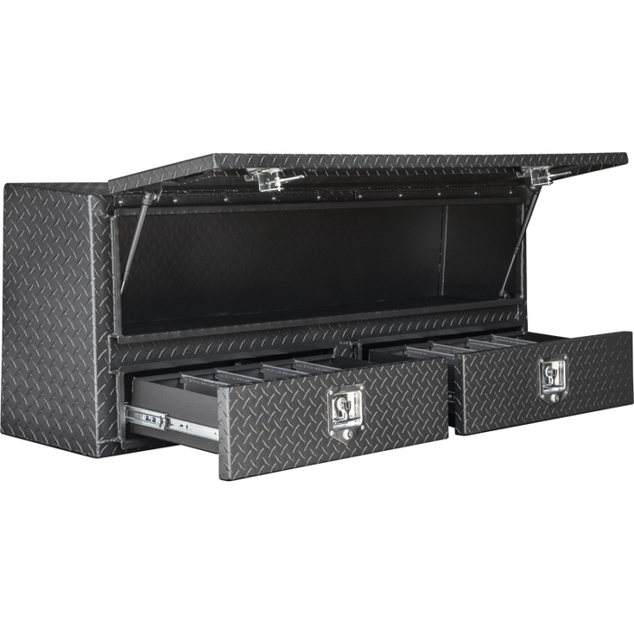 Buyers Products Pickup Contractor Top Mount Truck Box With Drawers 72" Matte Black Aluminum 1735641