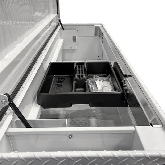 Buyers Products 18x20x71 Inch Gloss White Diamond Tread Aluminum Crossover Truck Tool Box Model 1749435