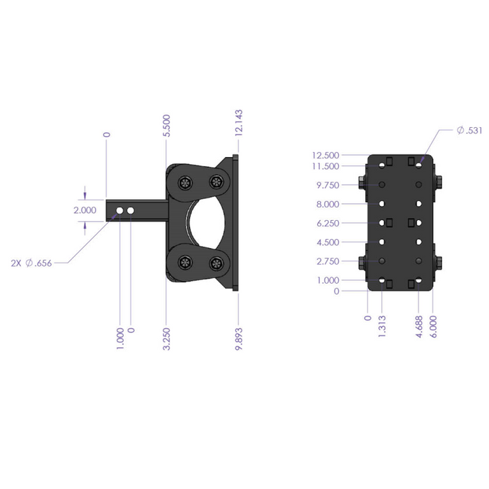Gen-Y The BOSS TORSION-FLEX Pintle Plate 2" Shank 5.5" Drop 1.7K TW 16K Hitch Model GH-1201