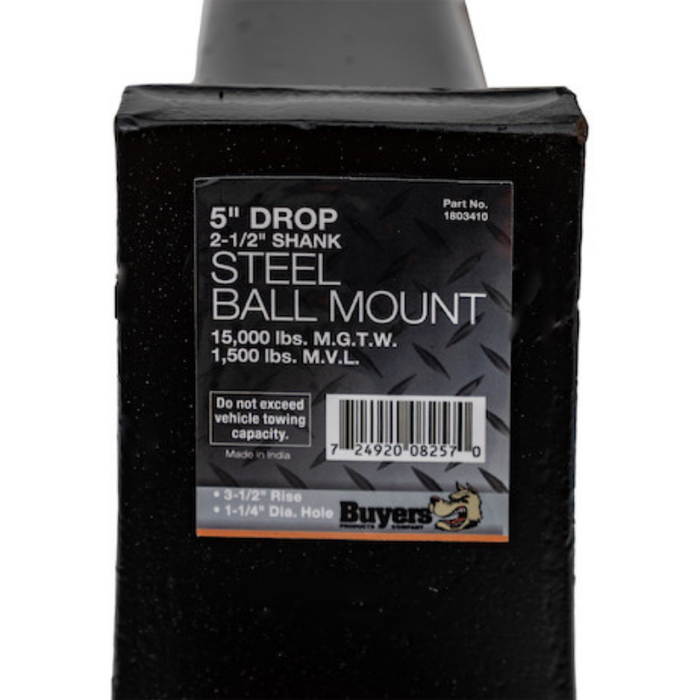 Buyers Products 2-1/2 Inch W/ 5 Inch Drop Ball Mounts Model 1803410