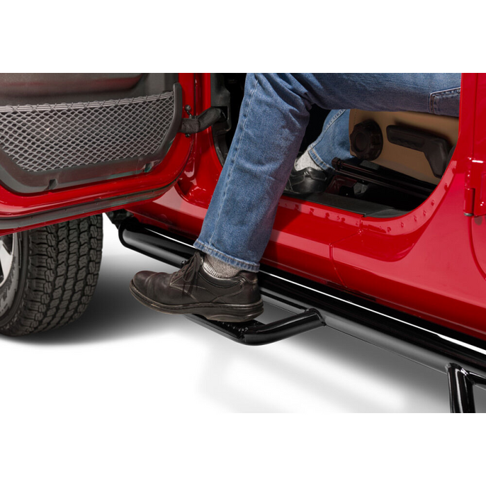 N-Fab Wheel To Wheel Side Steps Gloss Black Steel Model J1866-GB