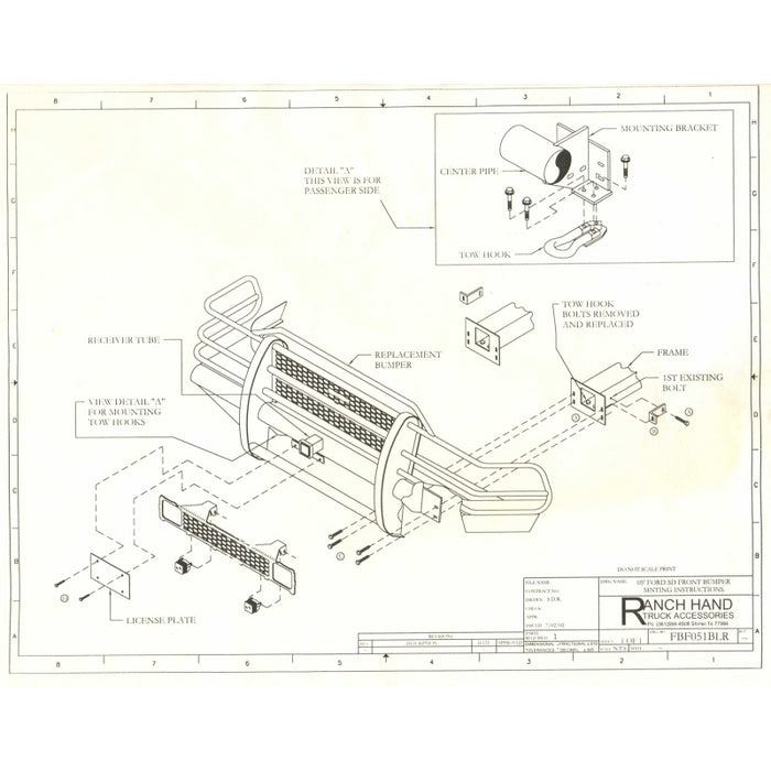 Ranch Hand Legend Series Front Bumper W/ Grille Guard Fits Select 05-07 Ford Excursion/Super Duty F-250/F-350/F-450/F-550 Model FBF051BLR