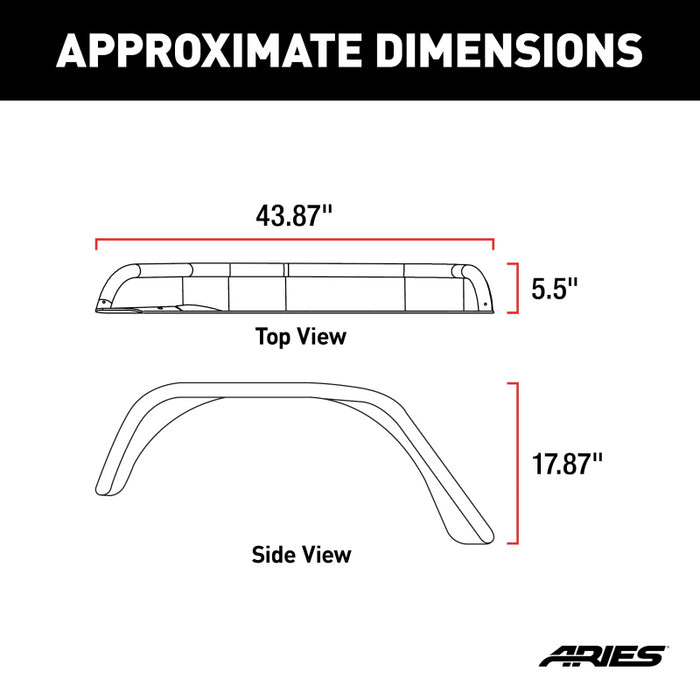 ARIES Jeep Wrangler JK Raw Aluminum Rear Fender Flares Model 2500202