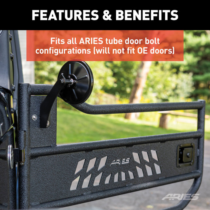 ARIES Offroad Jeep Wrangler Tube Door Mirrors (2-Pack) Model 3500300