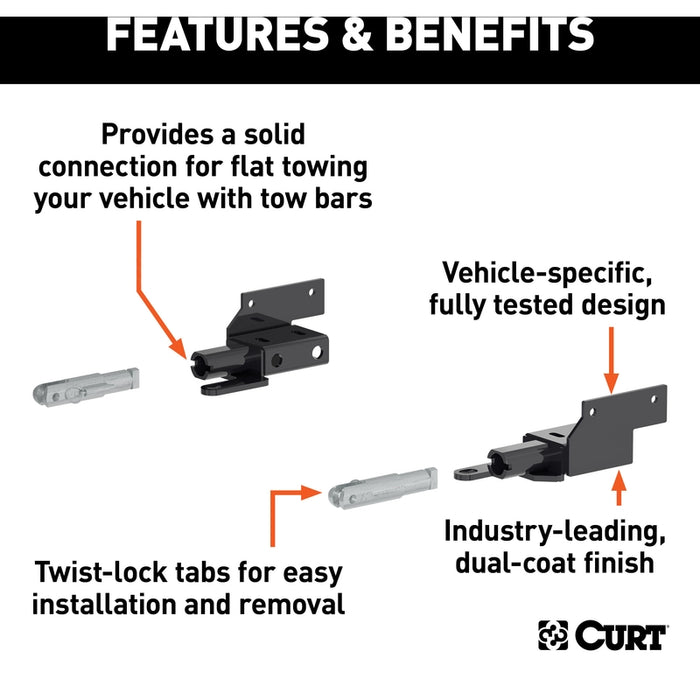 CURT Custom Tow Bar Base Plate Brackets for Dinghy Towing, Fits Select Ford F-150 Model 70150