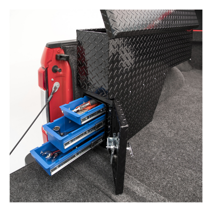 UWS Gloss Black Aluminum 48" Driver-Side Wheel Well Tool Box Model FW-48-DS-D-BLK