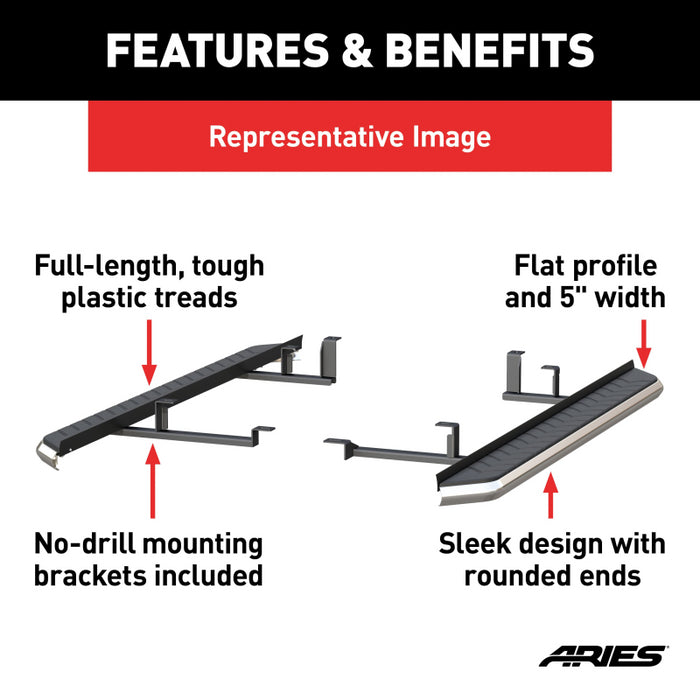 ARIES AeroTread 5" x 67" Polished Stainless Running Boards, Select Jeep Renegade Model 2051023
