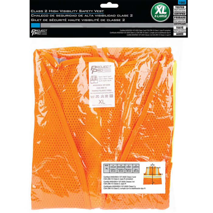 Performance Tool Class-2 High Visibility Safety Vest, 5XL Model 1986