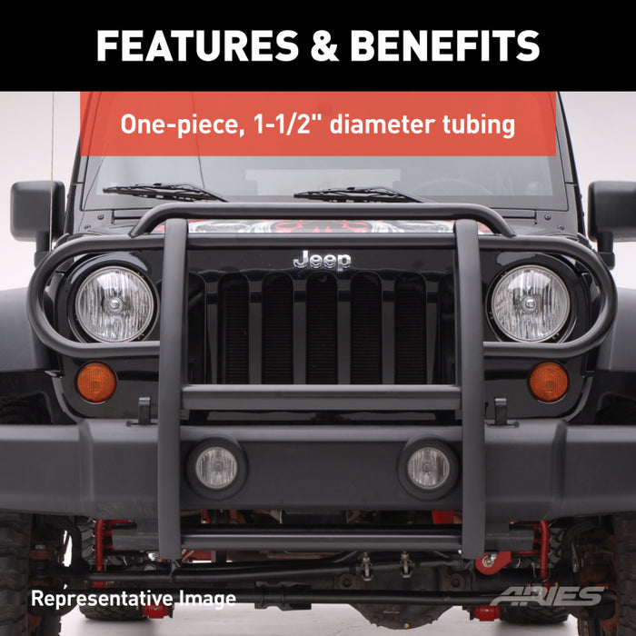 ARIES Black Steel Grille Guard, Select Jeep Wrangler JL Model 1053