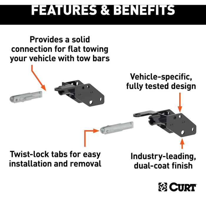 CURT Custom Tow Bar Base Plate Brackets for Dinghy Towing, Fits Select Chevrolet Silverado 1500 Model 70149