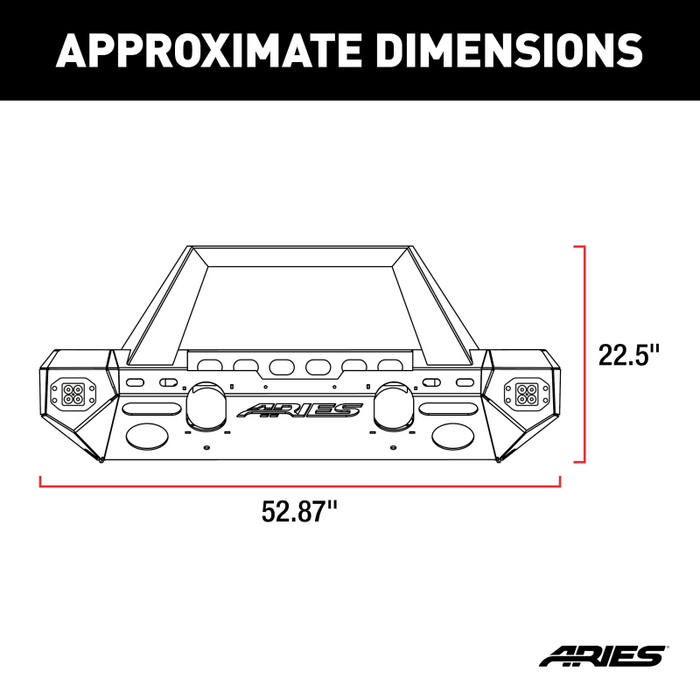 ARIES TrailChaser Jeep Wrangler JL, Gladiator Aluminum Front Bumper (Option 1) Model 2082095