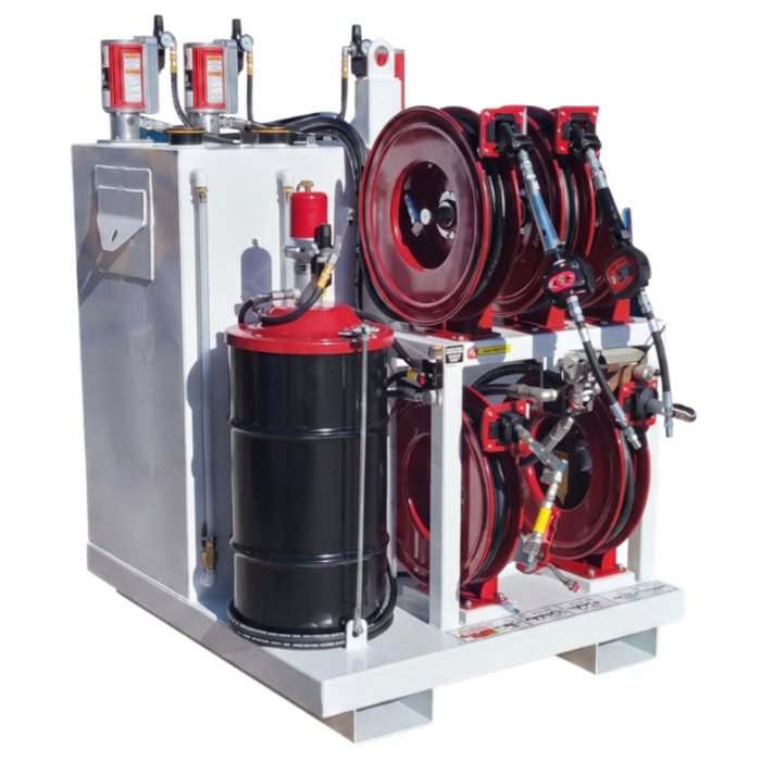 Taylor Pump & Lift 42"W x 48"D x 60"H Dual 50-Gal New Oil With 60-Gal Used Oil, & 120lb Grease Lube Skid Model TPL 236-984