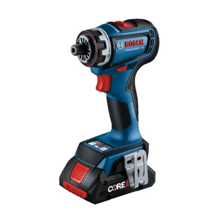 Bosch 18V Drill/Driver With 5-In-1 Brushless Flexiclick System and (2) CORE18V 4 Ah Advanced power Battery Model GSR18V-800FCB24
