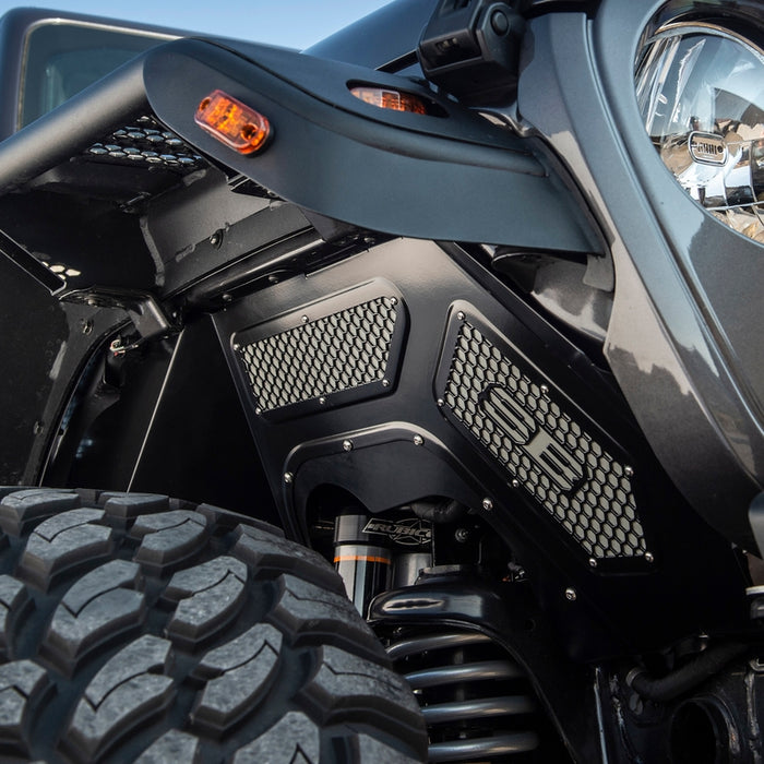 Smittybilt Front Aluminum Inner Fender Liner Pair - Black (18+ JL/JLU) Model 77984