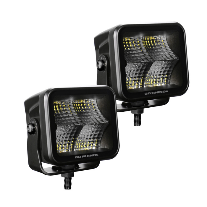 Go Rhino Blackout Series 2x2 LED Cube Flood Lights Model 750200321FCS