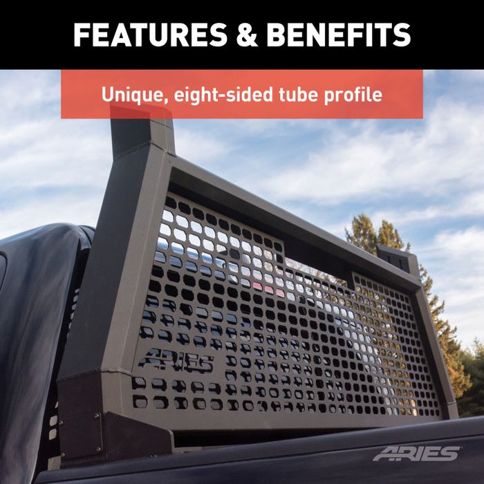 ARIES AdvantEDGE Black Aluminum Headache Rack, Fits Select Ford F-250, F-350 Super Duty Model 1110103