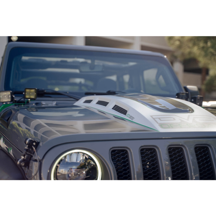 DV8 Offroad 2018-2025 Jeep Wrangler JL JLU Gladiator JT Heat Dispersion Hood Non-392 or Non-Mojave Model HDMBJL-01