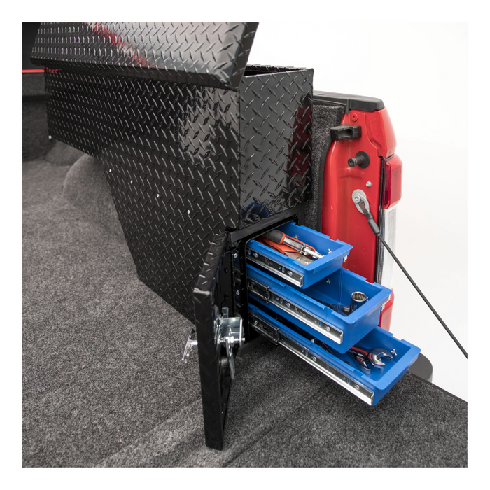 UWS Gloss Black Aluminum 48" Passenger Wheel Well Tool Box Model FW-48-DS-P-BLK