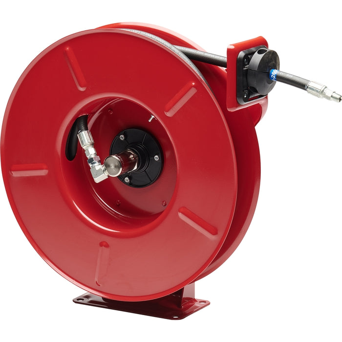 ReelCraft Series DP7000 3/8 in. x 50 ft. Compact Dual Pedestal Hose Reel - 4800 PSI Grease Model DP7650OHP