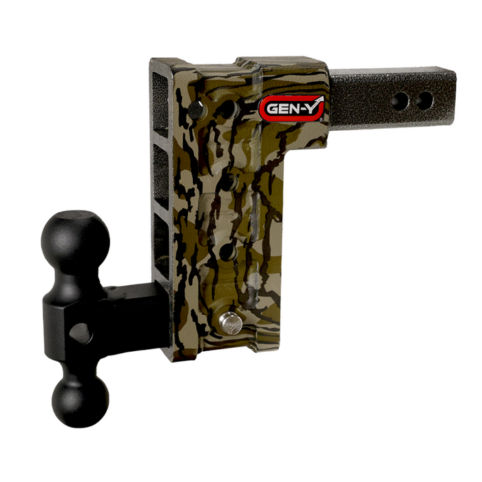 GEN-Y MEGA-DUTY 2.5" Shank 9" Drop 3K TW 21K Hitch & GH-061 Dual-Ball - Hydro Dipped - Mossy Oak Model GH-614-MO
