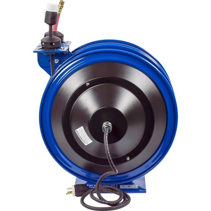 Coxreels Dual C Air-Electric Series Purpose Spring Rewind Reels 3/8 in. x 50 ft. - 12 AWG x 50 ft. - 20 Amps 300 PSI Hose Included Model C-L350-5012-A