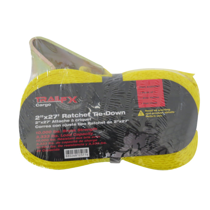 TrailFX Cargo Tie Down 27 Ft 3333 Lb Load 10K Lb Break Cap W/Ratchet Yellow Single Model A12029Y