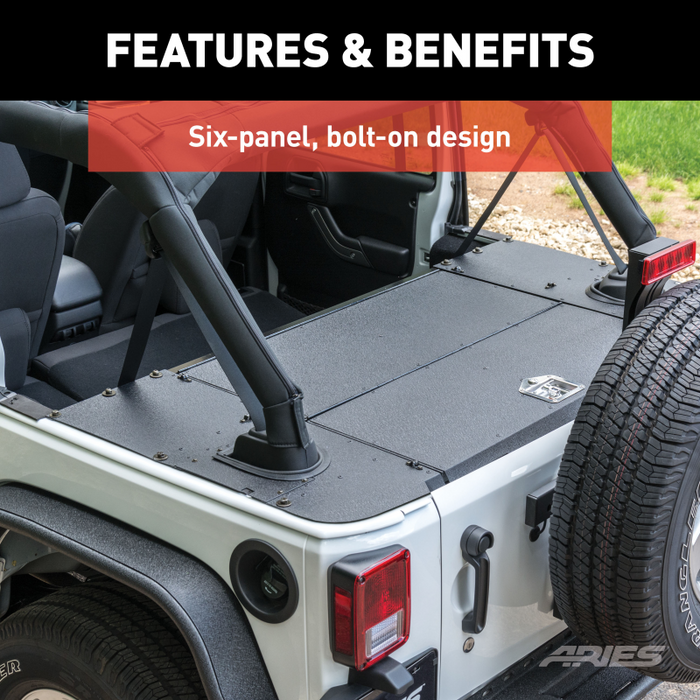 ARIES Black Aluminum Security Cargo Lid, Fits Select Jeep JK Unlimited Model 2070475