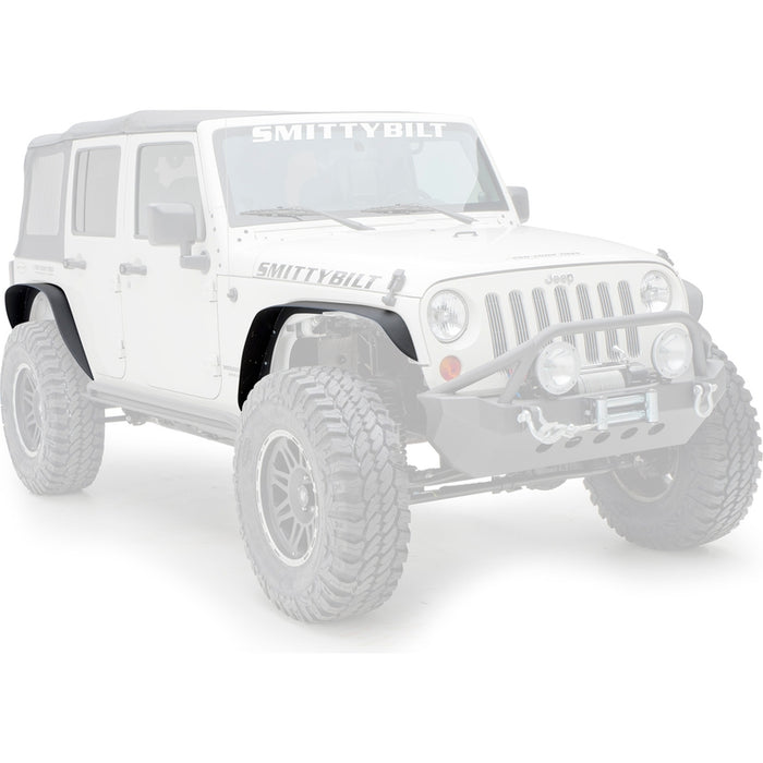 Smittybilt XRC Flat Fender Flare Kit - Set of 4 - Textured Black (07-18 JK/JKU) Model 76837