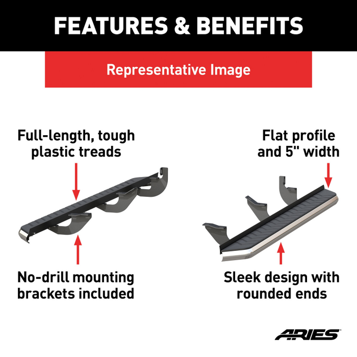 ARIES AeroTread 5" x 70" Polished Stainless Running Boards Model 2051002