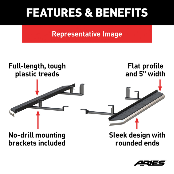 ARIES AeroTread 5" x 67" Polished Stainless Running Boards Model 2051018