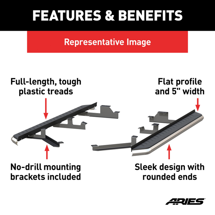 ARIES AeroTread 5" x 73" Polished Stainless Running Boards Model 2051022