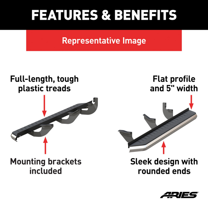 ARIES AeroTread 5" x 70" Polished Stainless Running Boards Model 2051037