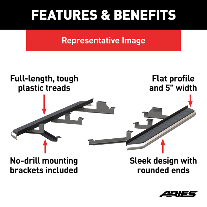 ARIES AeroTread 5" x 73" Polished Stainless Running Boards Model 2051041