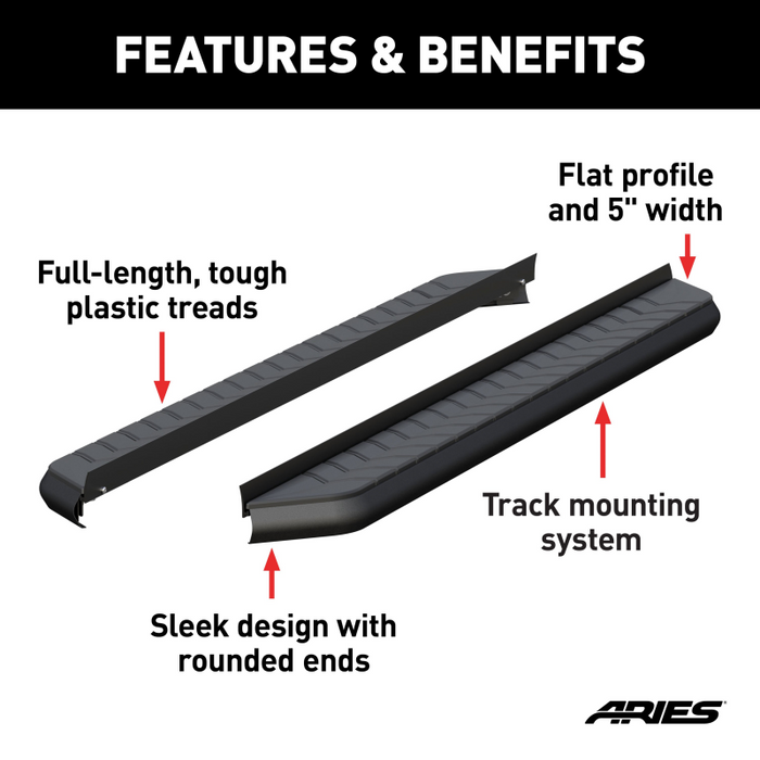 ARIES AeroTread 5" x 70" Black Stainless Running Boards (No Brackets) Model 2051970