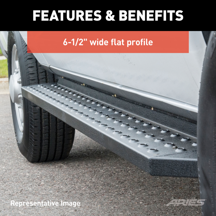 ARIES RidgeStep 6-1/2" x 75" Black Steel Running Boards Model 2055514