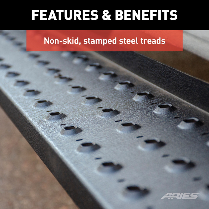 ARIES RidgeStep 6-1/2" x 91" Steel Running Boards, Select Dodge, Ram 1500, 2500, 3500 Model 2055536