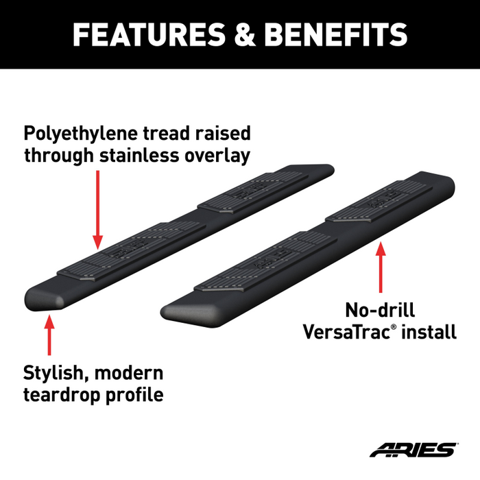 ARIES AscentStep 5-1/2" x 75" Black Steel Running Boards (No Brackets) Model 2057975