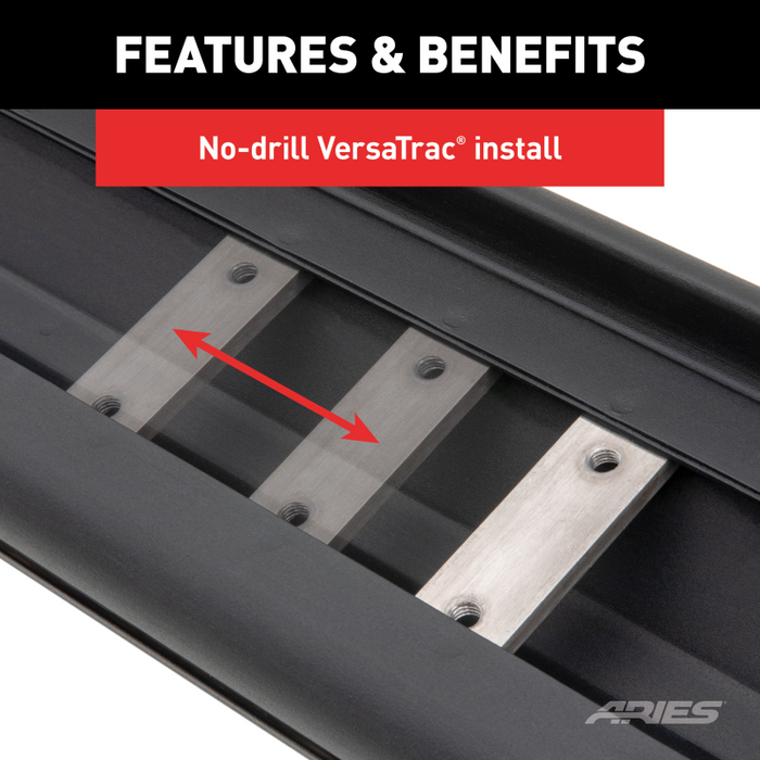 ARIES AscentStep 5-1/2" x 75" Black Steel Running Boards (No Brackets) Model 2057975